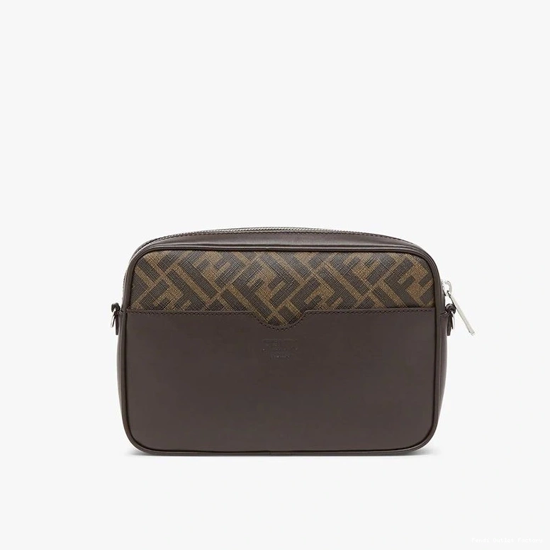 Affordable HOT ROMA Brown Fabric In Fendi Case FF Compact Camera Logo Motif 0729